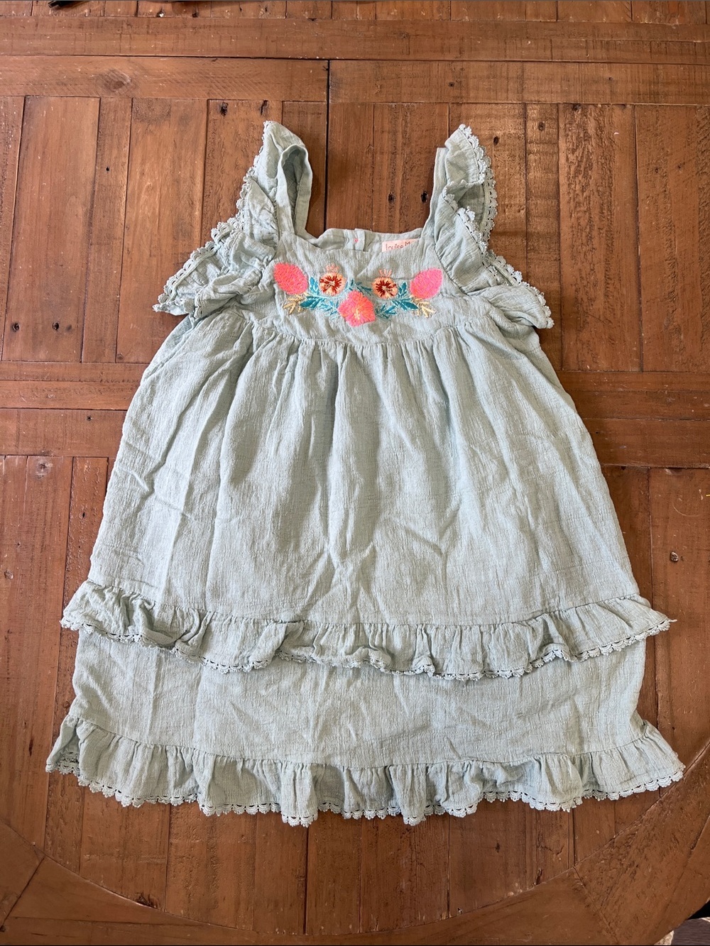 Louise Misha Mexico cloud floral embroidered gauzy cotton flutter sleeve dress